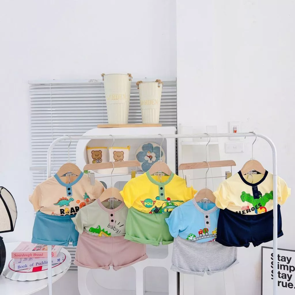Bộ Cộc Đùi Tay Ngắn Thun Lạnh Micky woo cho bé trai mặc ngủ hè mát mền mịn thoáng mát