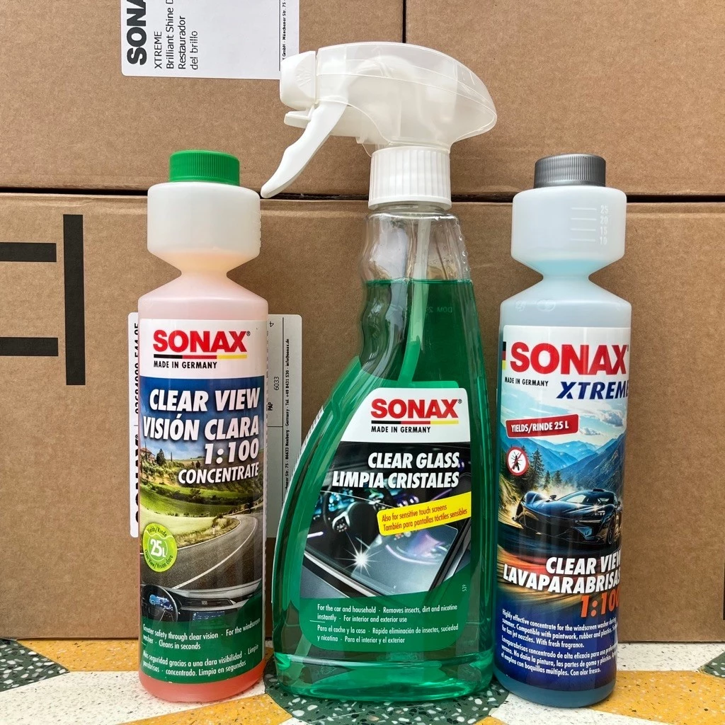 COMBO nước rửa kính và lau sạch kính xe ô tô - SONAX