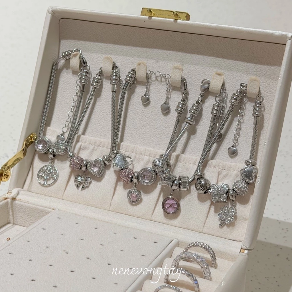Vòng tay PAN full titan 3 CHARM thép không gỉ - nene - phụ kiện thời trang