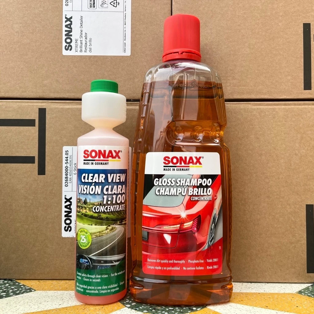 COMBO nước rửa kính và nước rửa xe ô tô, xe máy -  SONAX 314300 & 371141