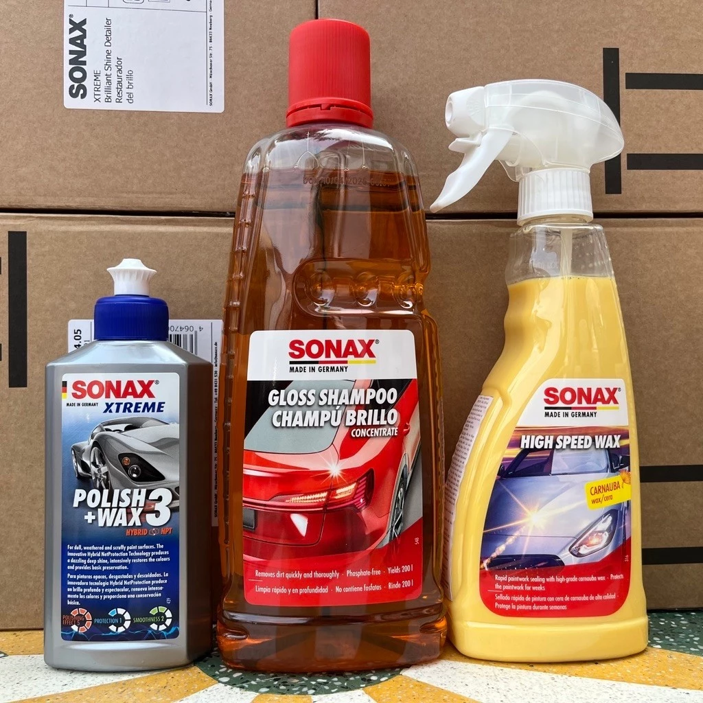 Combo nước rửa và đánh bóng sơn xe ô tô - SONAX 314300, 202100, 288200