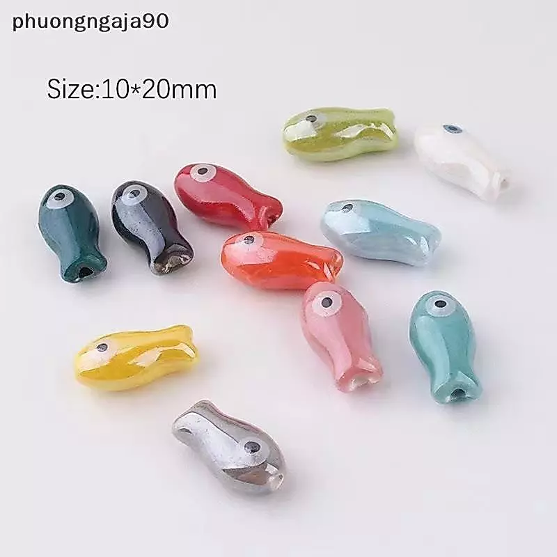 10pcs retro cá nhỏ hạt Charms gốm Spacer lỏng Hạt đối với trang sức làm thủ công handmade DIY Vòng đeo tay phụ kiện