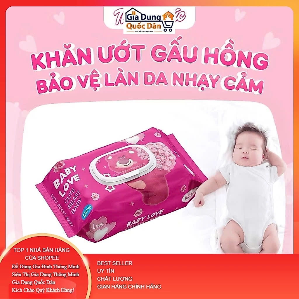 Thùng 32 Gói Khăn Giấy Ướt Baby Trẻ em Giấy ướt Gấu Dâu Thiên Phúc CHÍNH HÃNG ND88