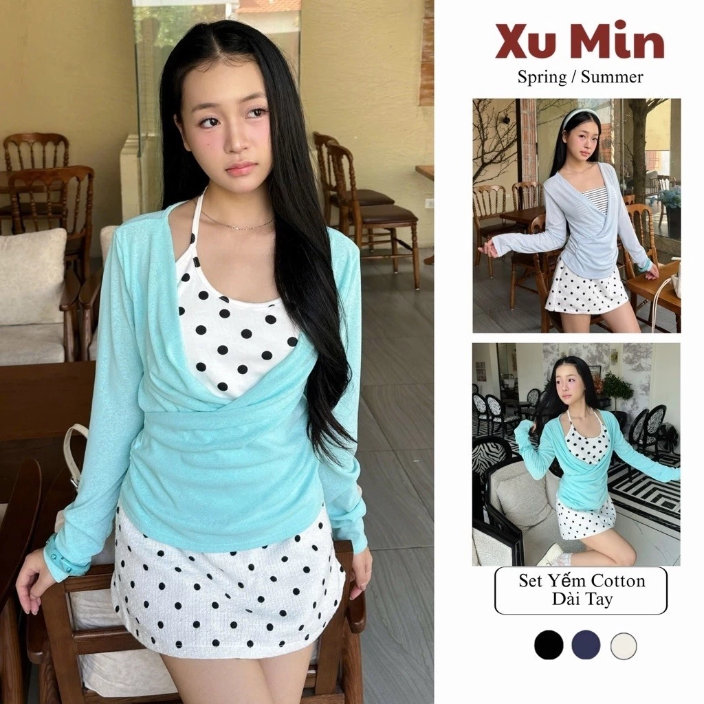 Set Áo Thun Xu Min ( Tách Rời Áo ) Chất Thun Cotton Áo Trong + Áo Ngoài Cotton Giấy