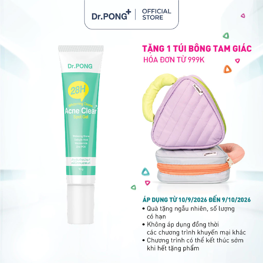 Gel chấm hỗ trợ xử lý mụn Dr.PONG 28H Whitening Drone Acne Clear Spot Gel 10g