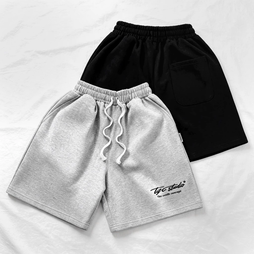 Quần Short Thêu TZC STUDIO Form Unisex/ Gray - TZC.STUDIO