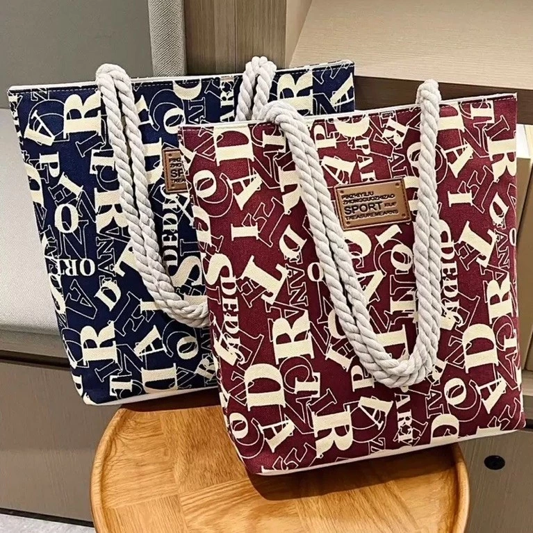 Túi Tote Vải Canvas Đi Học Đi Chơi In Hình Mickey,Minnie Dễ Thương,Túi Đeo Vai Thời Trang Ulzzang Đựng Vừa A4Laptop