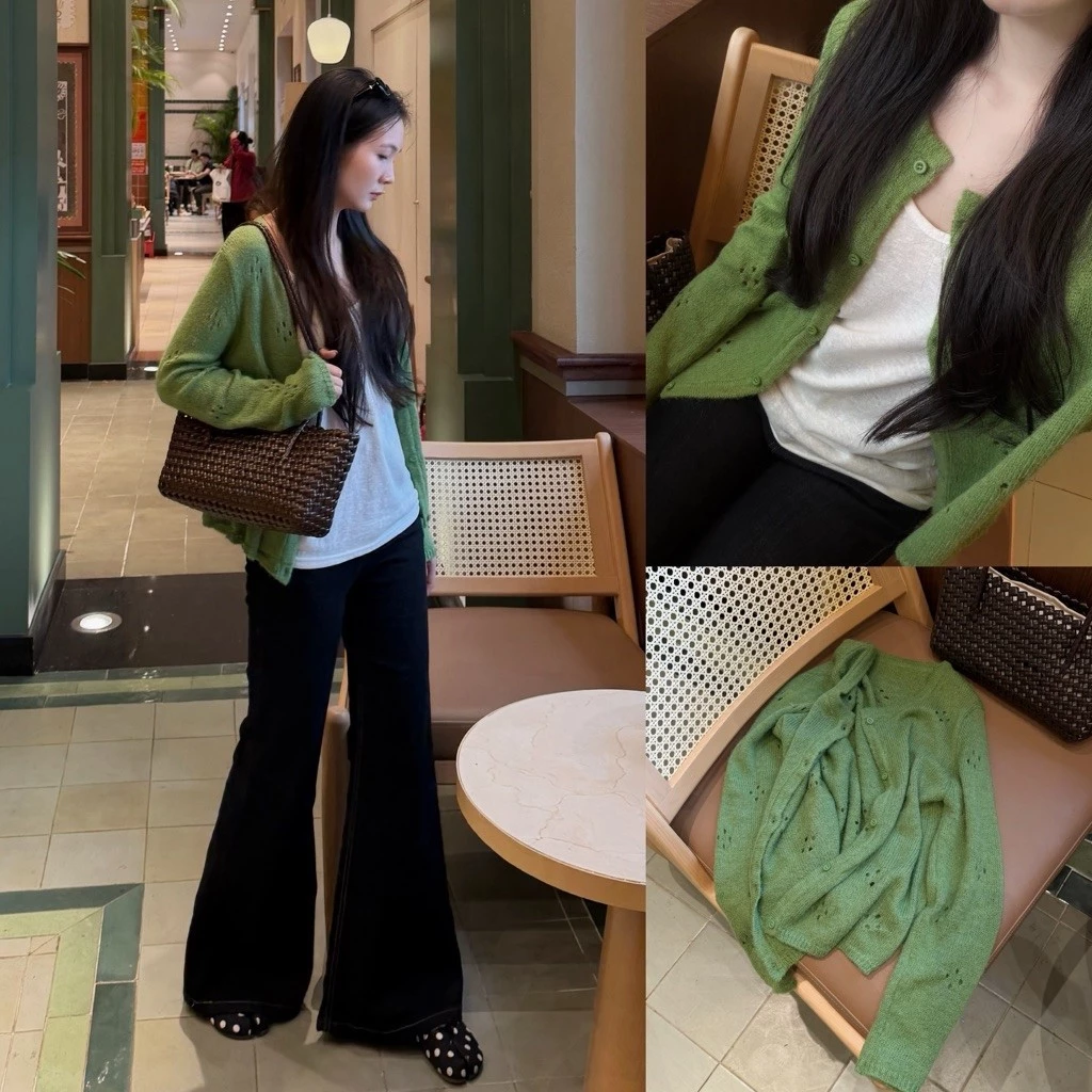 [Steezy] Áo khoác cardigan len lông cừu vân hoa form rộng, áo khoác len dài tay thu đông cho nữ KC9227