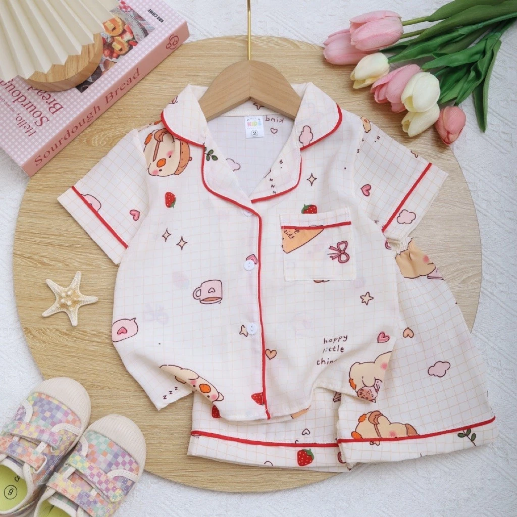 Đồ bộ Pijama lụa 100D cho bé gái size 5-20kg - Lavin Kids