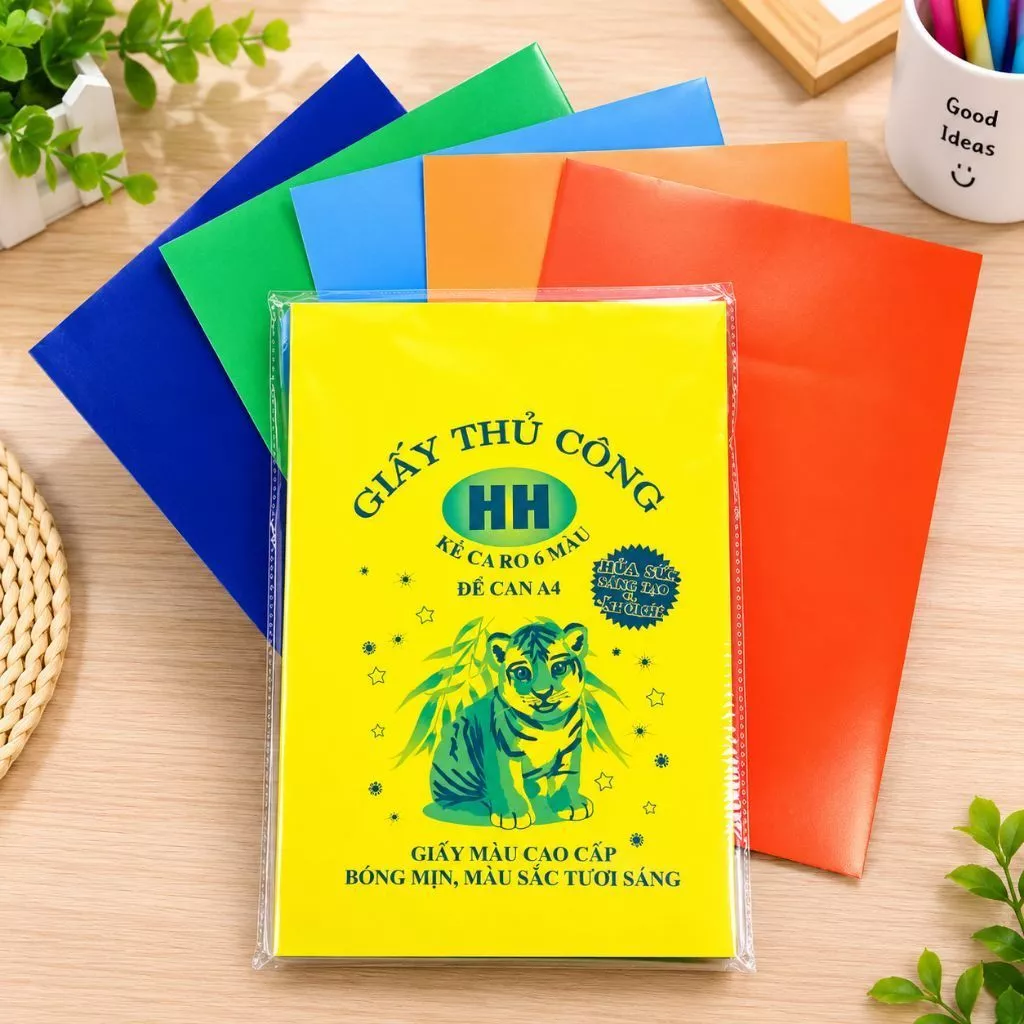 🌈🗂 Tệp giấy thủ công decal màu bóng cao cấp có sẵn kẻ ô tiện dụng cho học sinh tiểu học📊🎄
