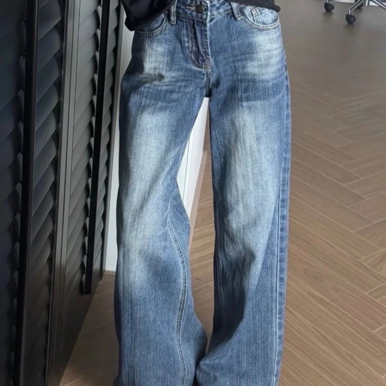 [Ord-472] Quần Jean Suông Retro màu xanh đậm ống đứng cho nữ hack dáng dễ phối đồ chất vải dày dặn chuẩn form