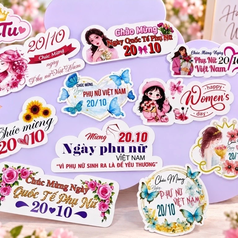 /SẴN HÀNG/ 50 Tờ Banner chúc mừng ngày 20/10, tri ân cảm ơn thầy cô, Thiệp gắn Lẳng Hoa, Giấy Trắng dày, cứng cáp