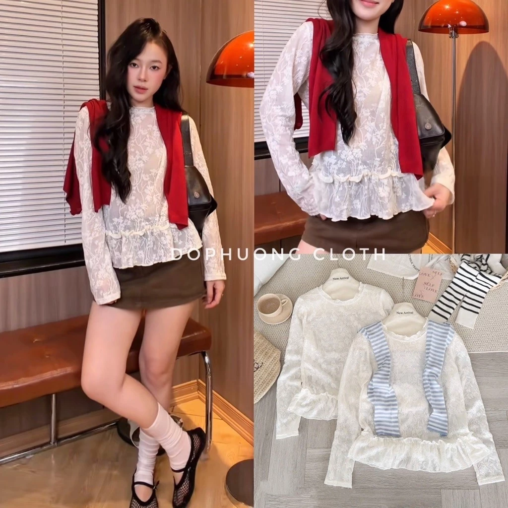(Hàng QC L1 - sẵn video shop quay) Áo ren đa năng phong cách thuần khiết mùa thu mới Seeyou