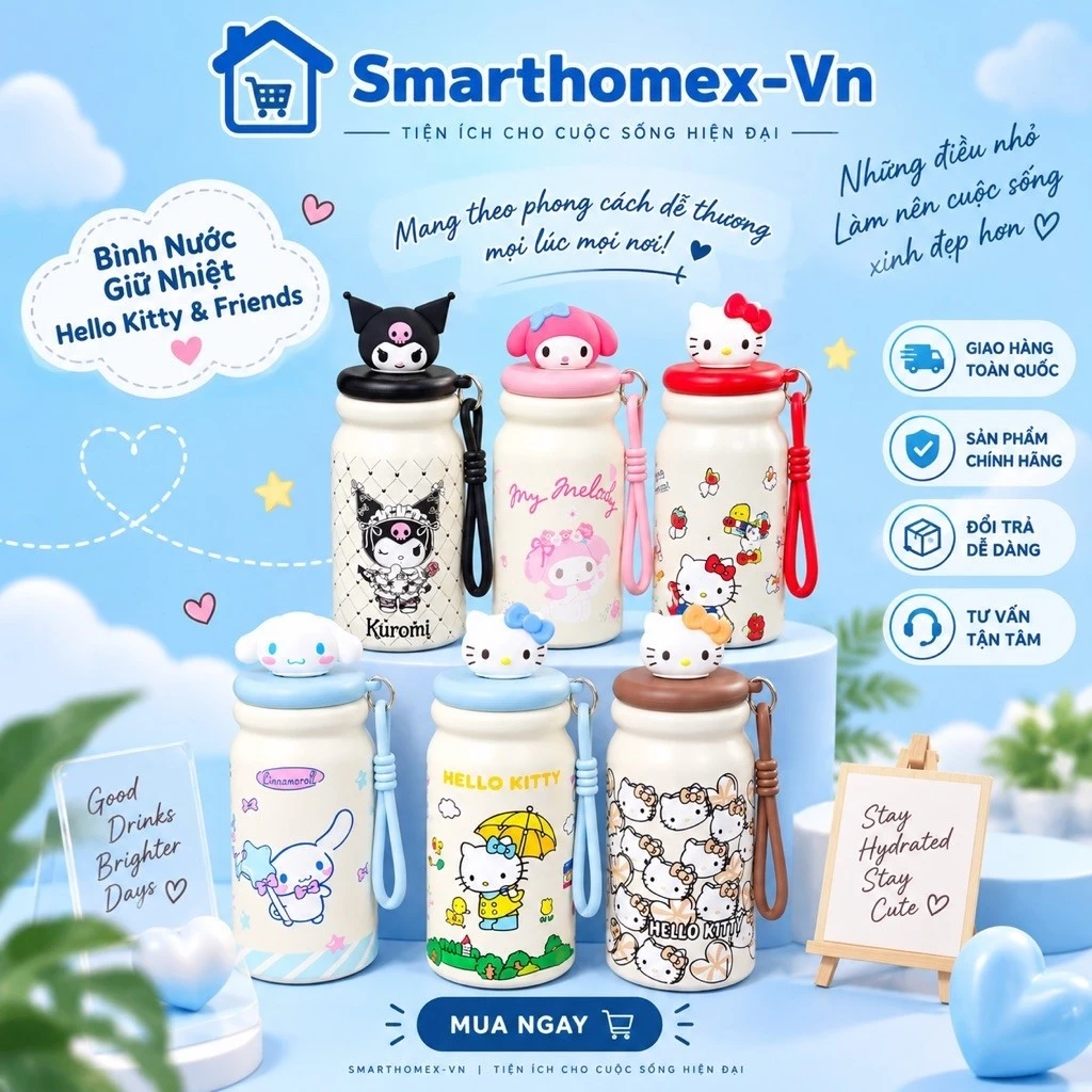 [Giá Live] BÌNH GIỮ NHIỆT HOẠT HÌNH 480ML CAO CẤP – CÓ LÕI LỌC TRÀ, THIẾT KẾ DỄ THƯƠNG, GIỮ NHIỆT LÂU