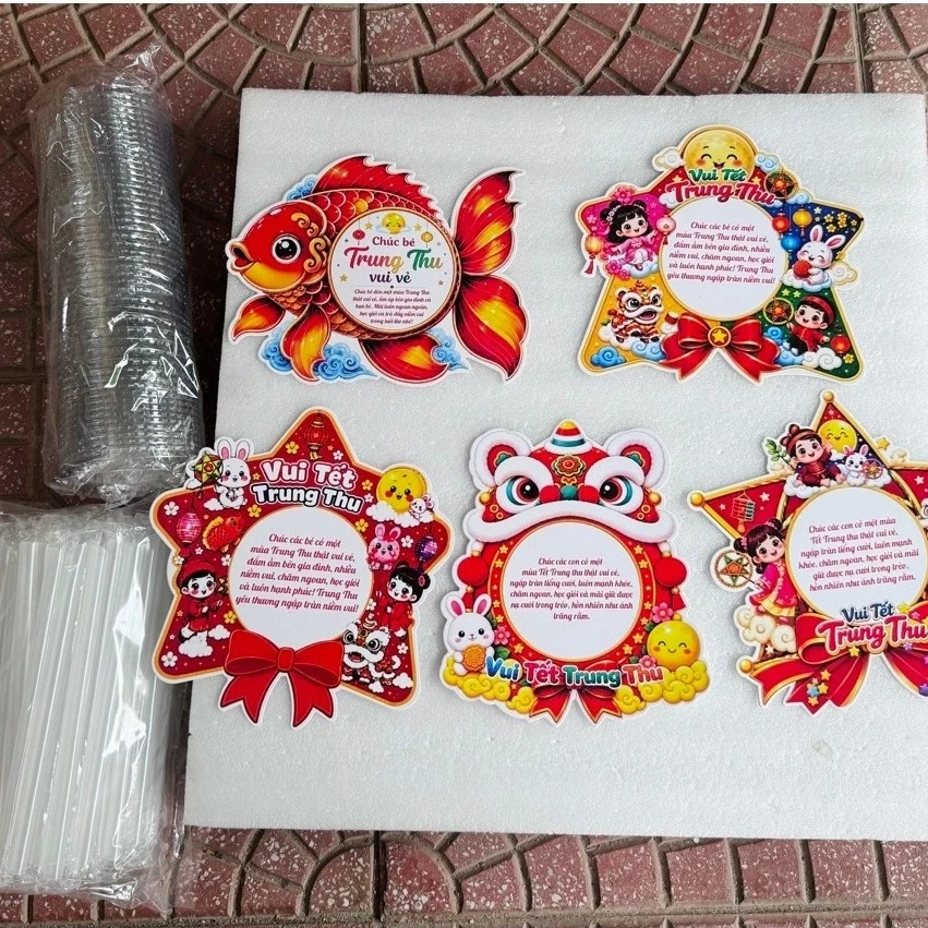 Phôi làm set kẹo trung thu cho bé hot nhất năm 2026 ( gồm bìa, nắp, ống hút)