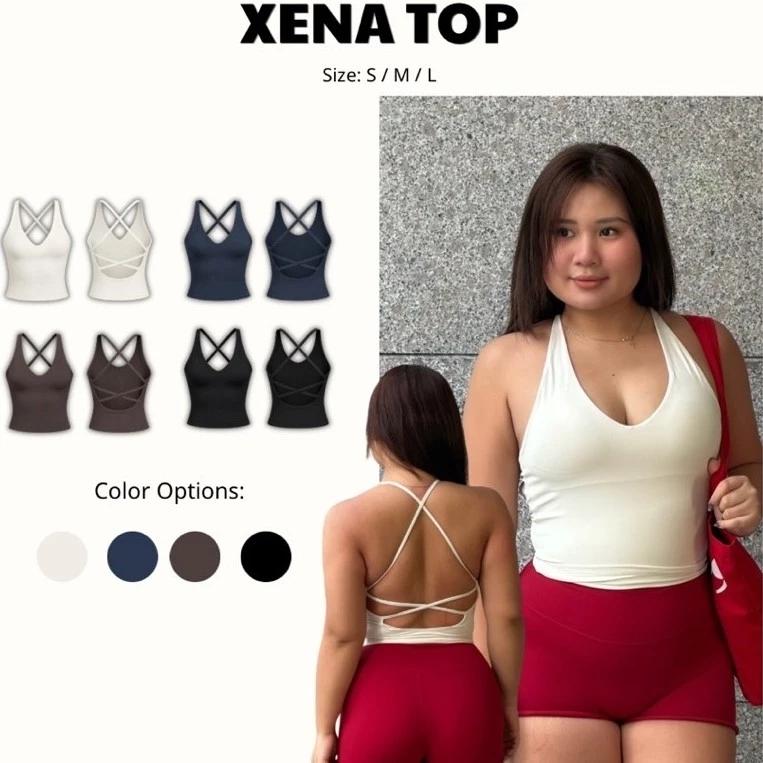 XENA TOP | Áo tập thể thao có dây đan chéo kèm sẵn mút tháo rời