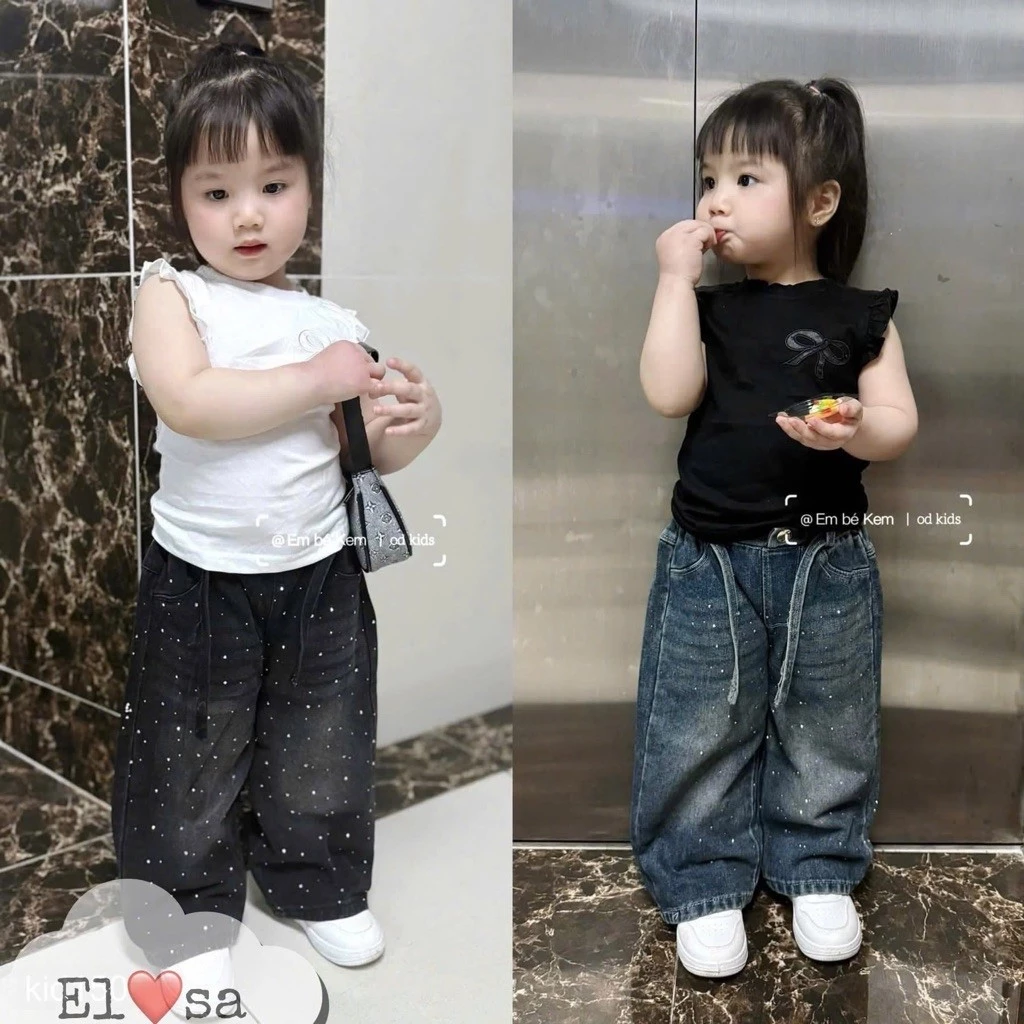 set jean đính đá cho bé(10-22kg)