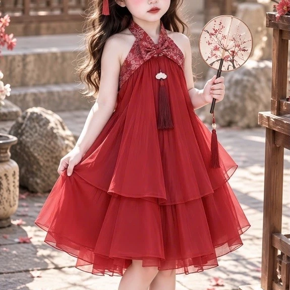 váy đỏ cho bé diện trung thu(10-35kg)