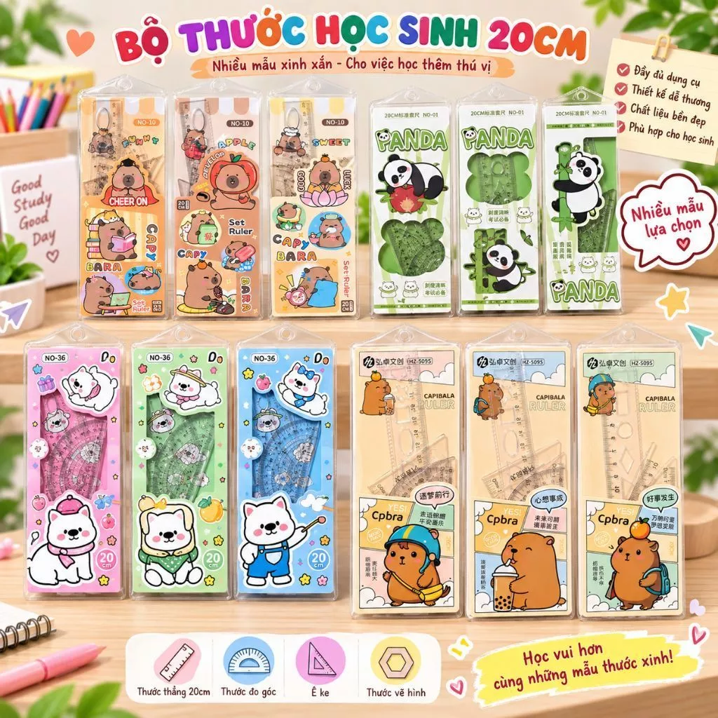 Thước bộ 4 món túi cúc xịn sò in hình hot trend