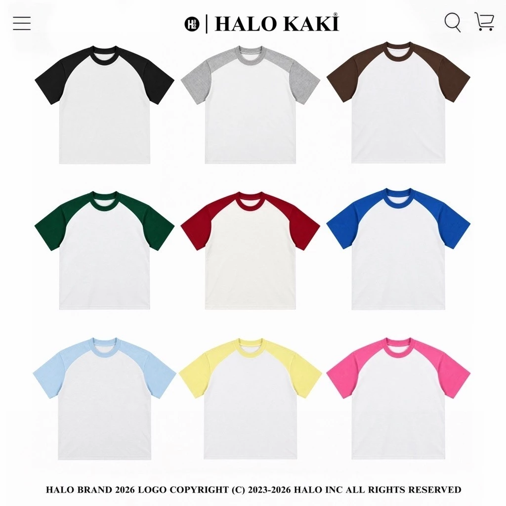 [FULL MÀU] ÁO THUN RAGLAN TRƠN FORM BOXY 280GSM- Áo thun RAGLAN trơn form boxy halo kaki