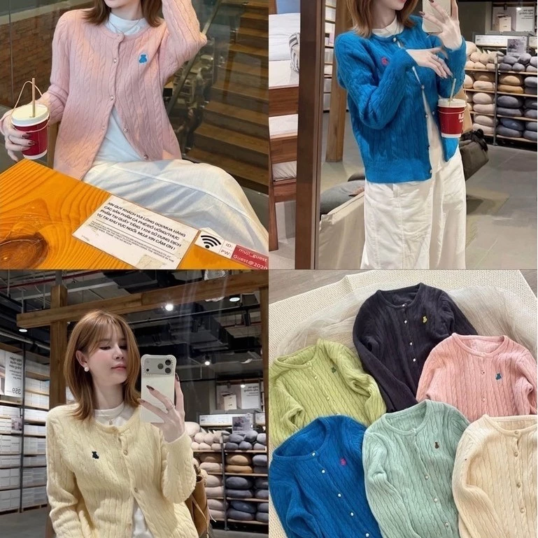 Áo Len Thừng Cardigan Thêu Logo Áo Khoác Len Mùa Thu Nhiều Màu Form Vừa (Loại 1 có sẵn) Áo Len Xinh Mùa Thu Đông