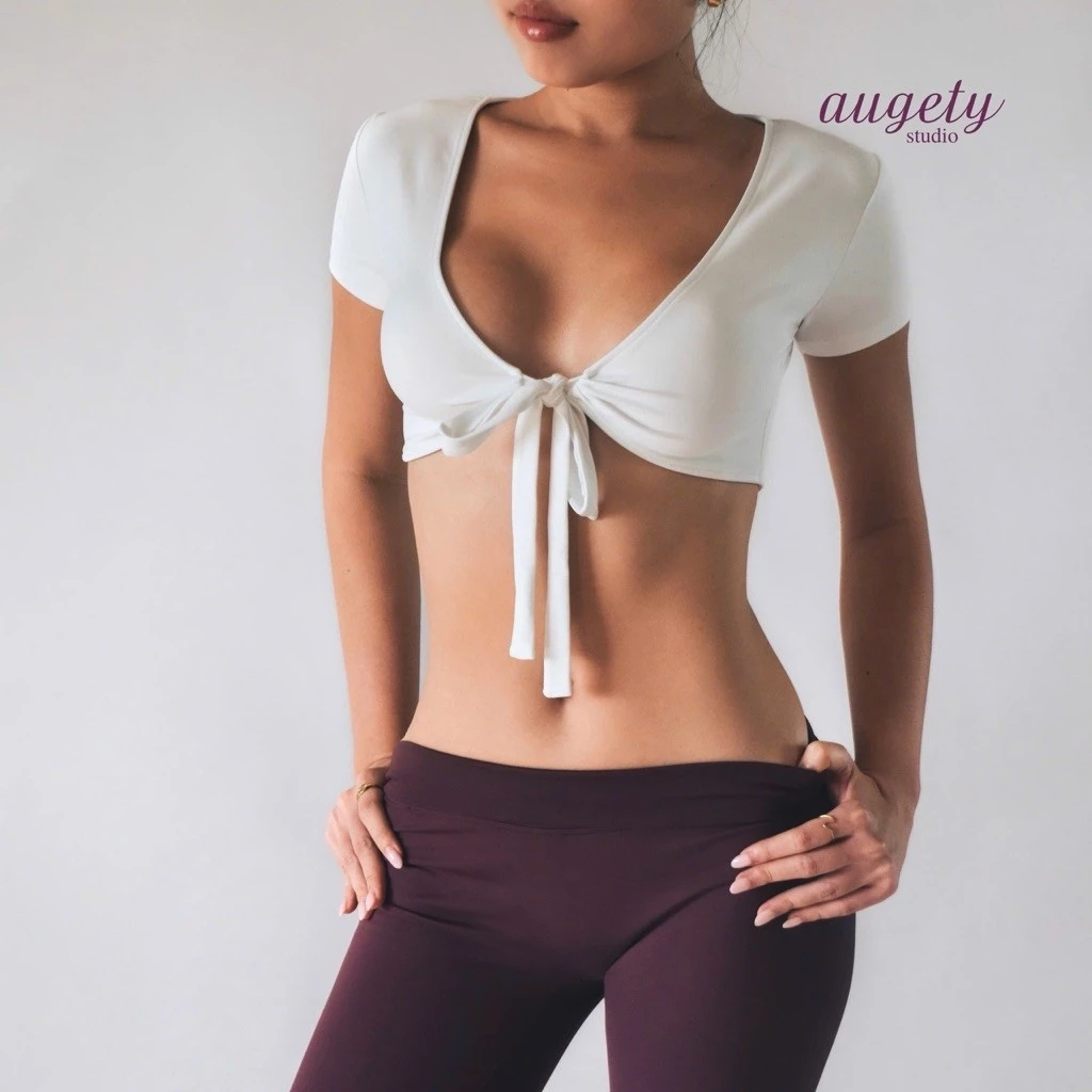 Áo Croptop Nữ Cột Nơ Cổ Tim Tôn Ngực Ôm Dáng Thu Đông Augety Studio - JOJO TOP