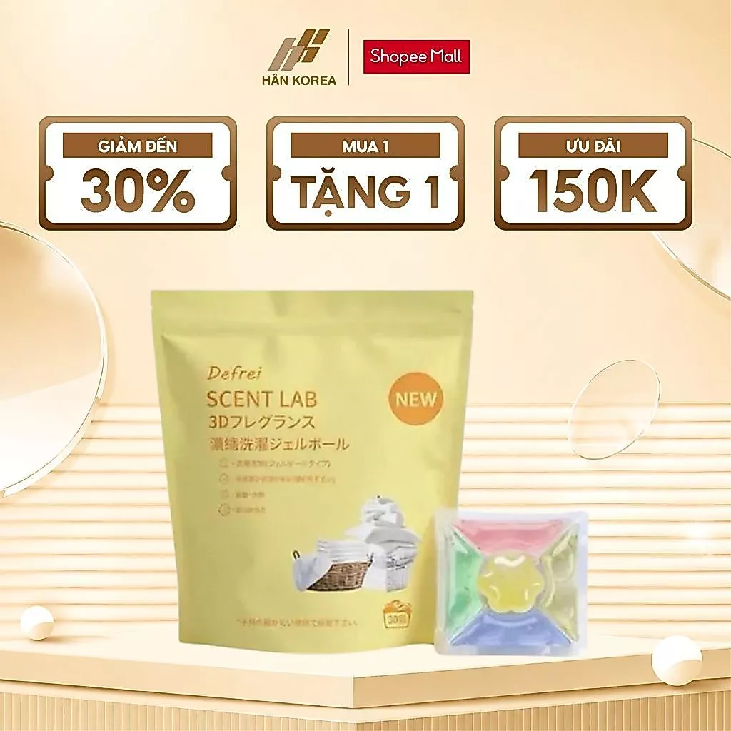 Viên giặt Nhật 5 in 1 SCENT LAB túi 30 viên, giặt sạch, thơm lâu - C190 Hân Korea