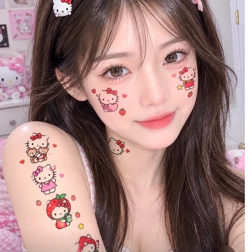 Set 25/50/100 Hình Xăm Tạm Thời Hello Kitty Dễ Thương Chống Thấm Nước
