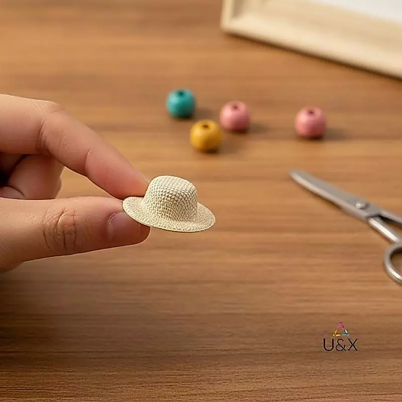 U & X Mini Dệt Mũ Rơm Quyến Rũ 10 Chiếc Giả DIY Mặt Dây Cho Trang Sức Handmade Trâm Túi Trang Trí Làm Phụ Kiện MỚI