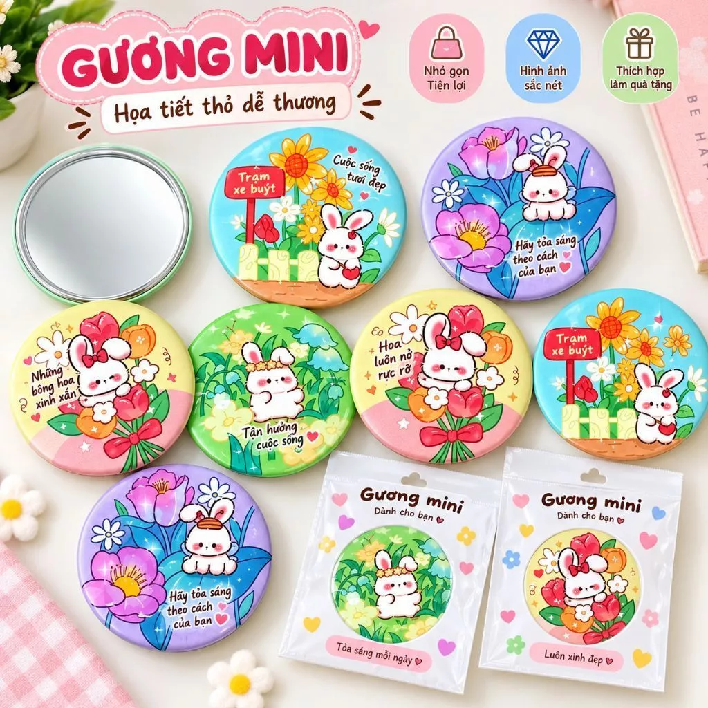 🪟🌬 Combo 10 Gương Mini Cute nhiều mẫu nhỏ gọn 🌻💖