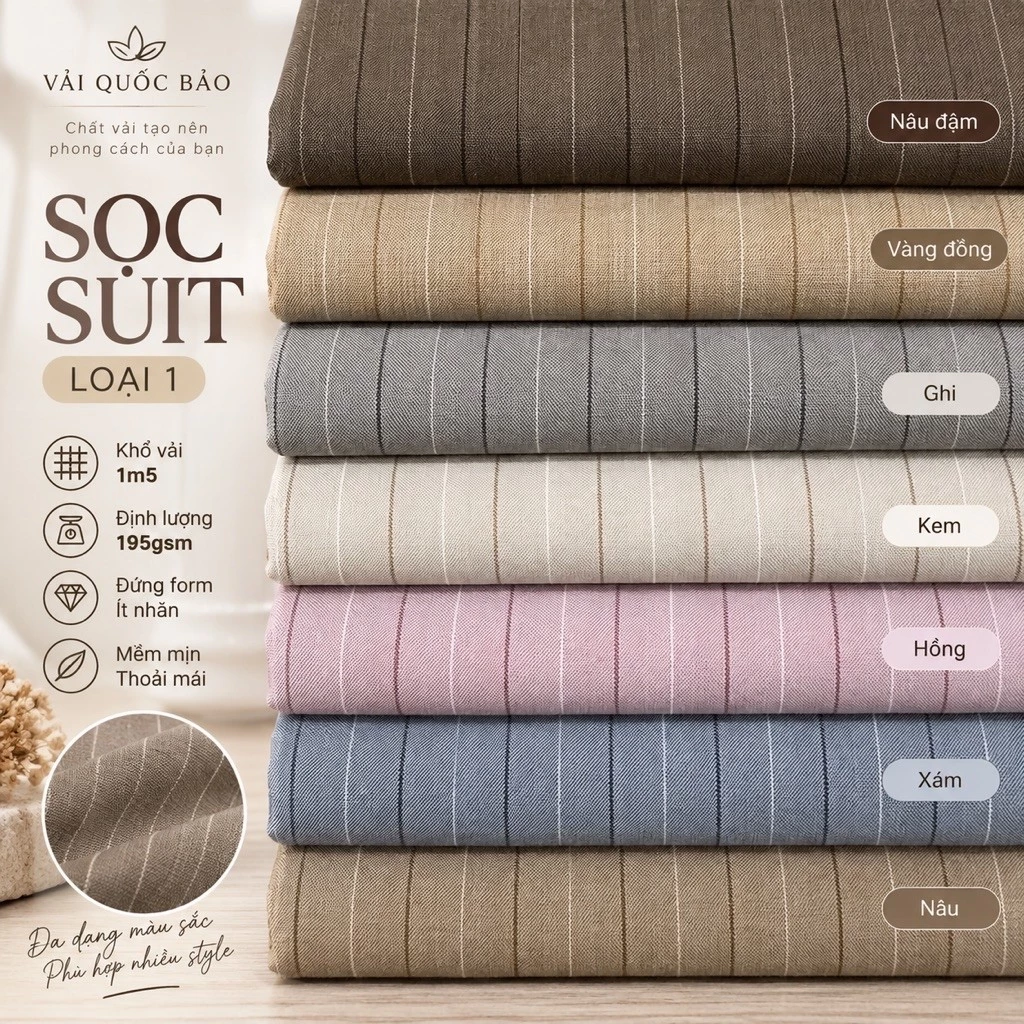 [Vải Quốc Bảo] Vải sọc suit , chuyên may đồ đi chơi,set , vest, công sở, đầm, chân váy,quần tây