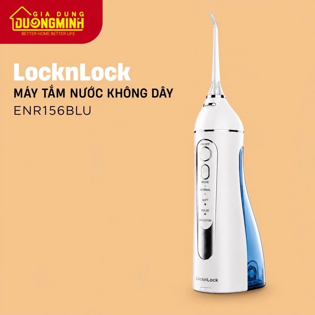 Tăm Nước LocknLock Cầm Tay Không Dây 4 Chế Độ Oral Irrigator 200ML ENR156BLU
