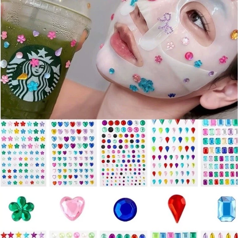 Sticker Đá Đính Pha Lê 3D Mini Nhiều Hình Trend 2026✨ Đá Tự Dính,Gem Sticker Decor Ốp Điện Thoại,Đá Makeup Đính Mặt,Nail