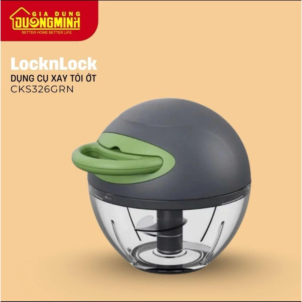 Dụng cụ xay tỏi ớt LocknLock lưỡi dao sắt bén 170ml - CKS326GRN - Gia Dụng Dương Minh