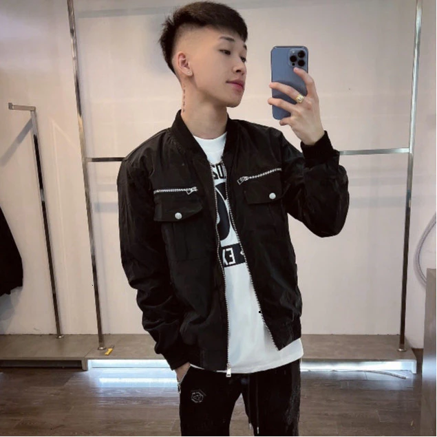 Áo Khoác Bomber DSQ Nam Nữ Khóa Zip Bạc Gió Hàn 2 Lớp Dày Dặn Phối Khóa Bạc Túi Hộp Phong Cách Hàn Quốc