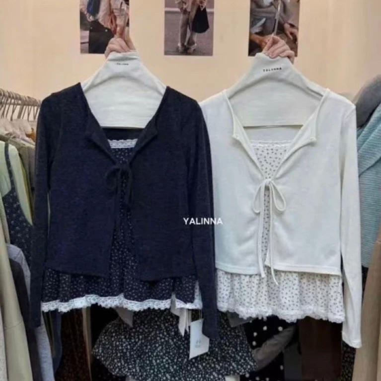 A42-[SANSAN]-Áo Thun Phối Hoa Nhí Vạt Bèo Chất Cotton Siêu Xinh-Nhẹ Nhàng, Nữ Tính-Đi Học, Đi Làm, Đi Chơi-Hottrend