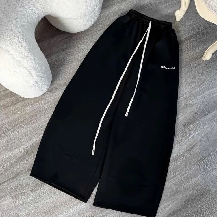 Quần suông cạp liền in chữ ống rộng 35-53 kg Nữ