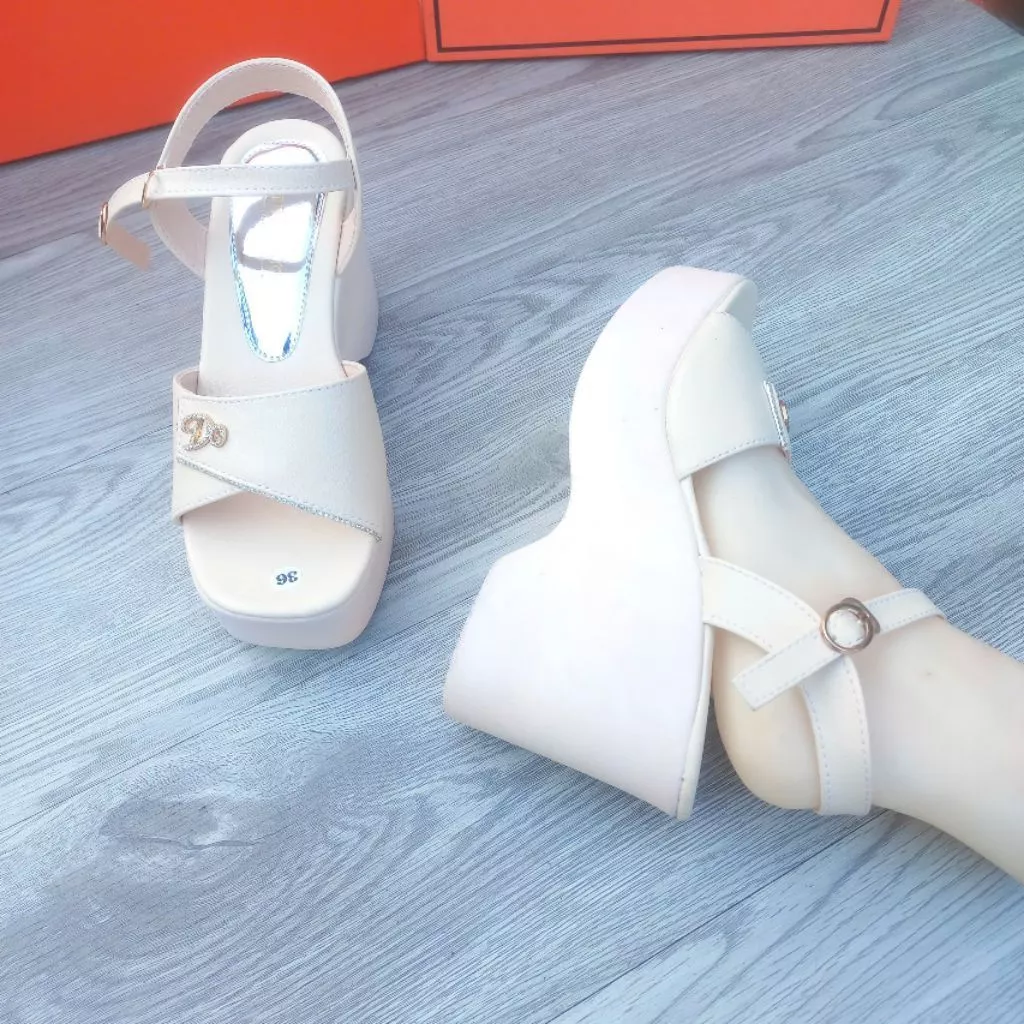 SANDAL CAO GÓT  SG  NỮ ĐẾ XUỒNG CAO 8P SIZE 35_39 ĐẾ NHẸ DA MỀM