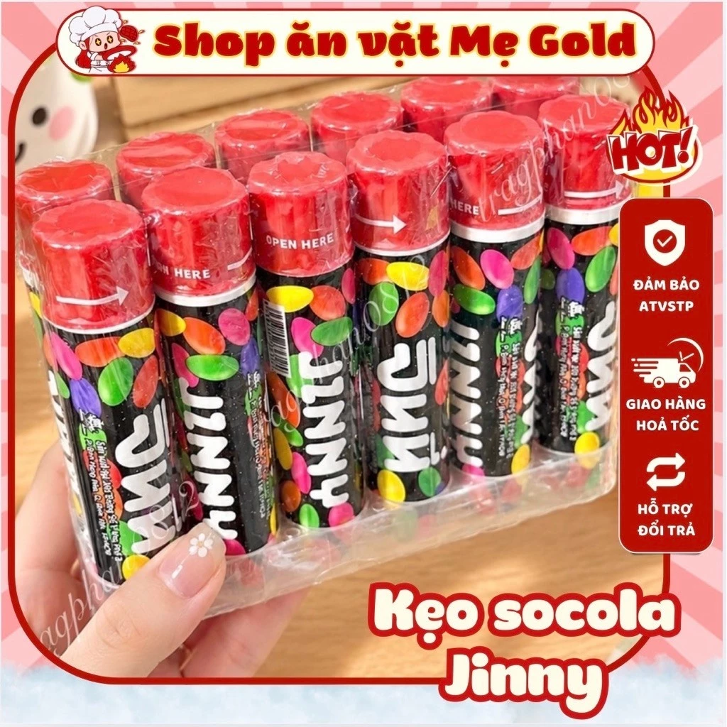 [Lốc 12 thỏi] Kẹo socola Jinny tuổi thơ, viên sô cô la sắc màu, sỉ đồ ăn vặt cổng trường