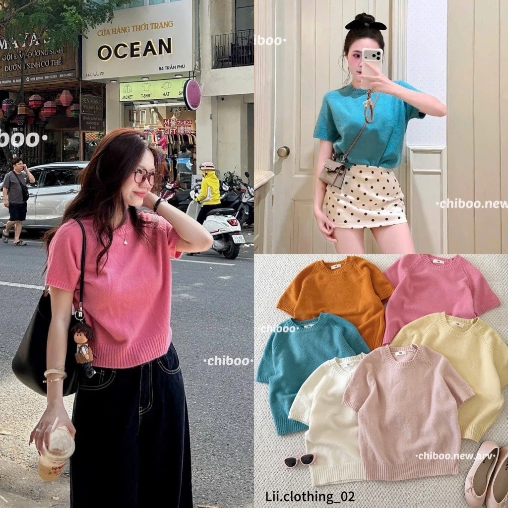 Áo cộc len trơn basic full bảng màu - Hàng QC (kèm ảnh thật)