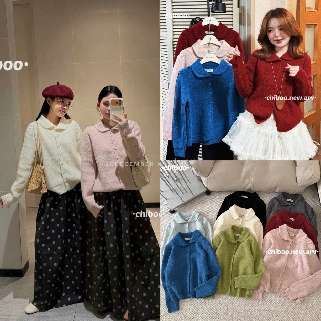 Áo len cdg nữ cổ bẻ Erume vibe Hàn Quốc - Hàng QC (kèm ảnh thật)