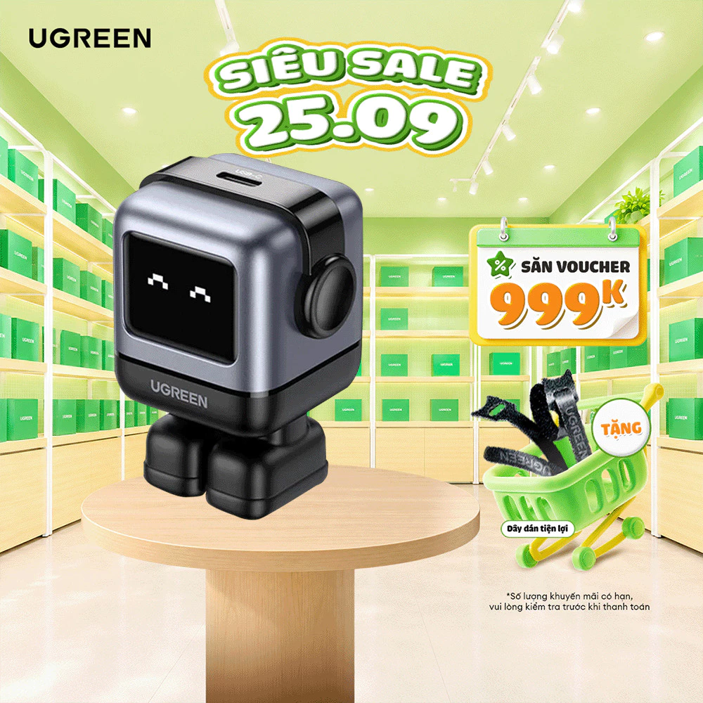 [Shopee Sinh Viên] Củ sạc nhanh Robot 30W/65W UGREEN CD319 | Công nghệ GaN | Bảo hành 18 tháng 1 đổi 1