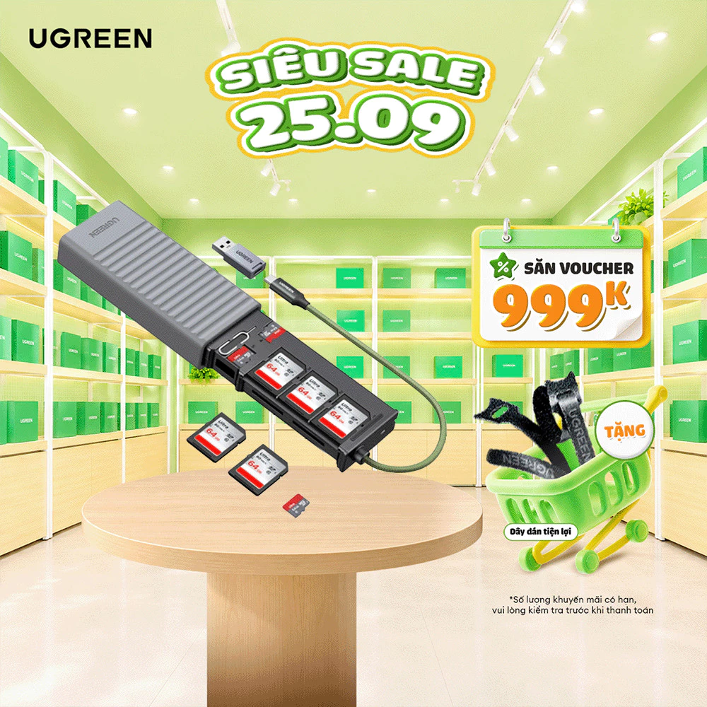 Ugreen Đầu đọc thẻ nhớ CM856 USB-C/USB-A 170 MB/s OTG | Hộp đựng từ tính 11 khe lưu trữ | Chính Hãng - BH 18T 1 đổi 1