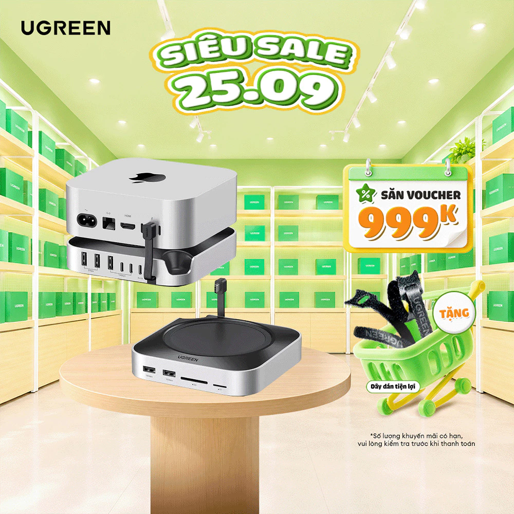 Ugreen Hub Docking Station cho M4/M4 Pro M.2 | NVMe SSD 8TB Max 10Gbps | USB-A  USB-C SD & TF | BH 1 đổi 1 | 95094 65487