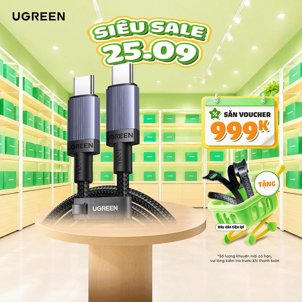 Cáp sạc nhanh USB-C sang USB-C 240W Ugreen L532 | Truyền tải dữ liệu 480Mbps | Chip E-Marker | Bảo hành 18 tháng 1 đổi 1