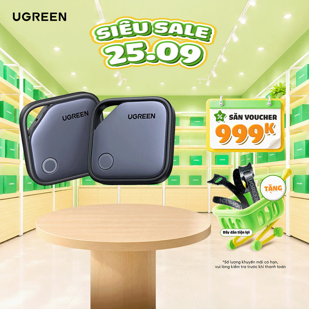 Thiết bị định vị Ugreen Finder|Tích hợp còi báo động|Pin sử dụng lên đến 24 tháng|BH18 Tháng 1 đổi 1 45297 95900SR
