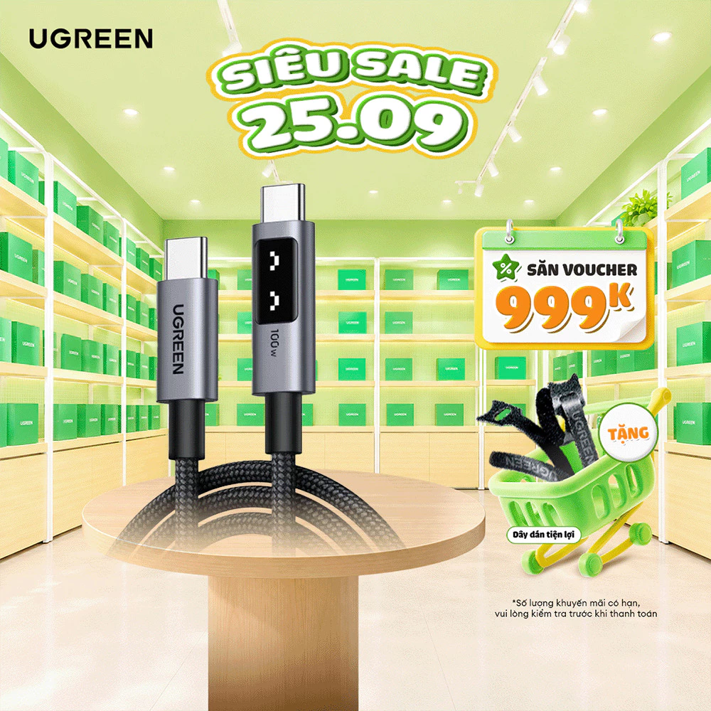 Cáp sạc USB-C sang USB-C Ugreen Uno 100W  | Dài từ 0.5M-2M | Tốc độ truyền 480Mbps | Bảo hành 18 tháng 1 đổi 1 | 35501
