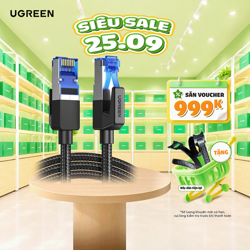 [Outlet] Cáp mạng Cat8 đúc sẵn bọc dù dài 1-5M chính hãng UGREEN NW153