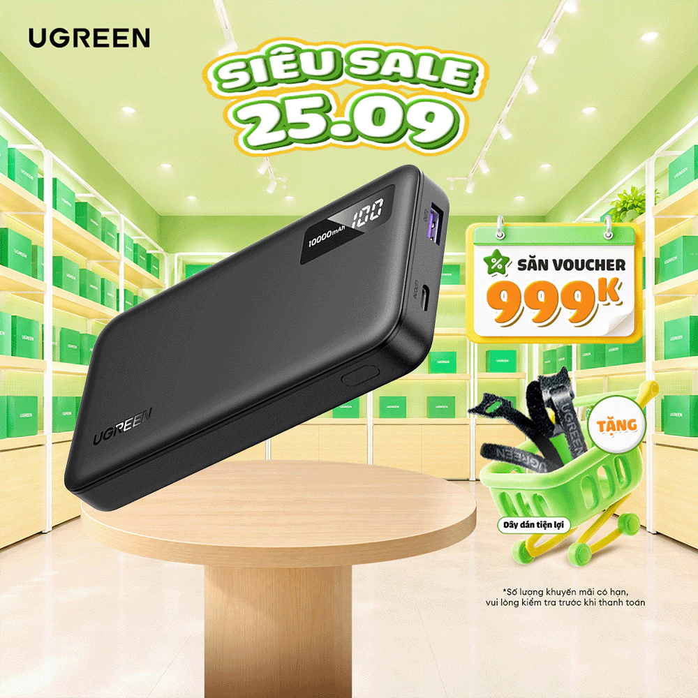 Pin sạc dự phòng UGREEN 10000/20000mAh | PD 20W / QC 3.0 | iPhone/Android/Samsung | BH 18 tháng | 25683 95424B 55989B