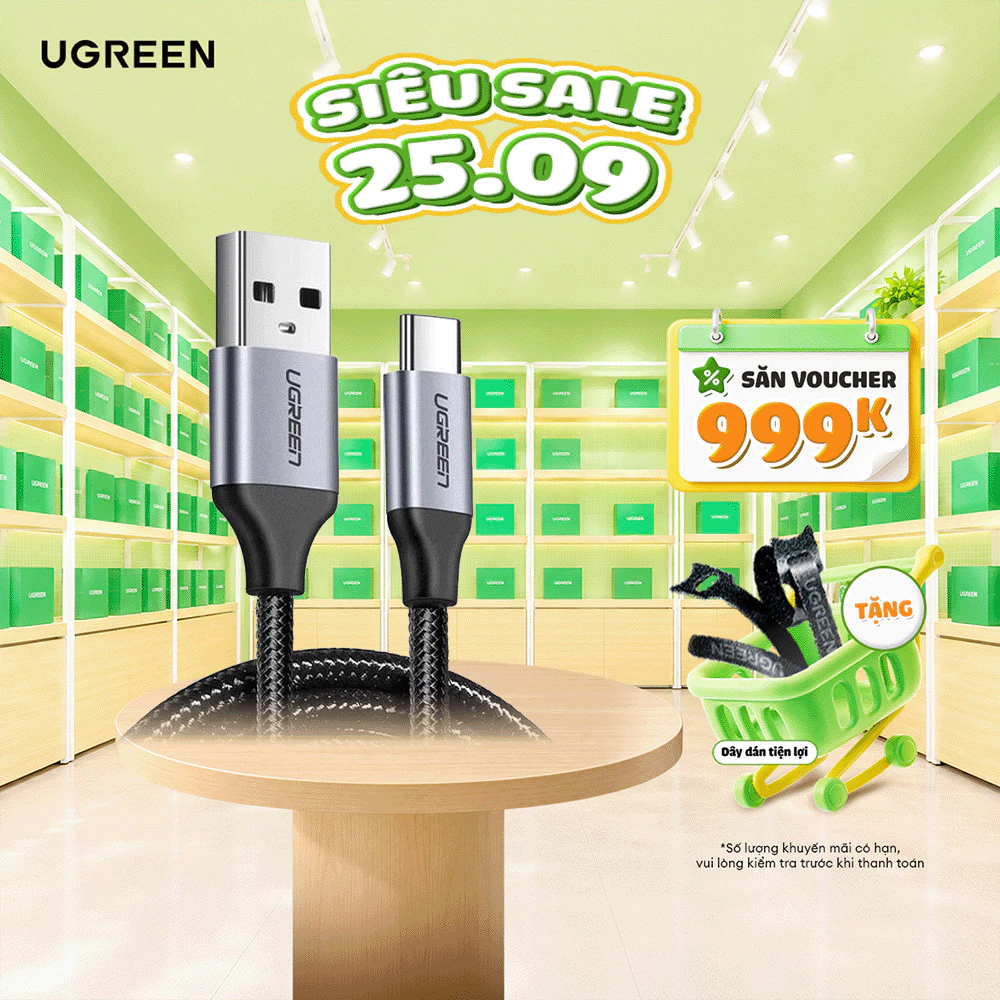 Cáp sạc USB 2.0 A sang Type C Ugreen US288 | Dòng sạc 3A 15W 18W | Bảo Hành 1 đổi 1 18 Tháng | 60225 60114 60115 60116 6